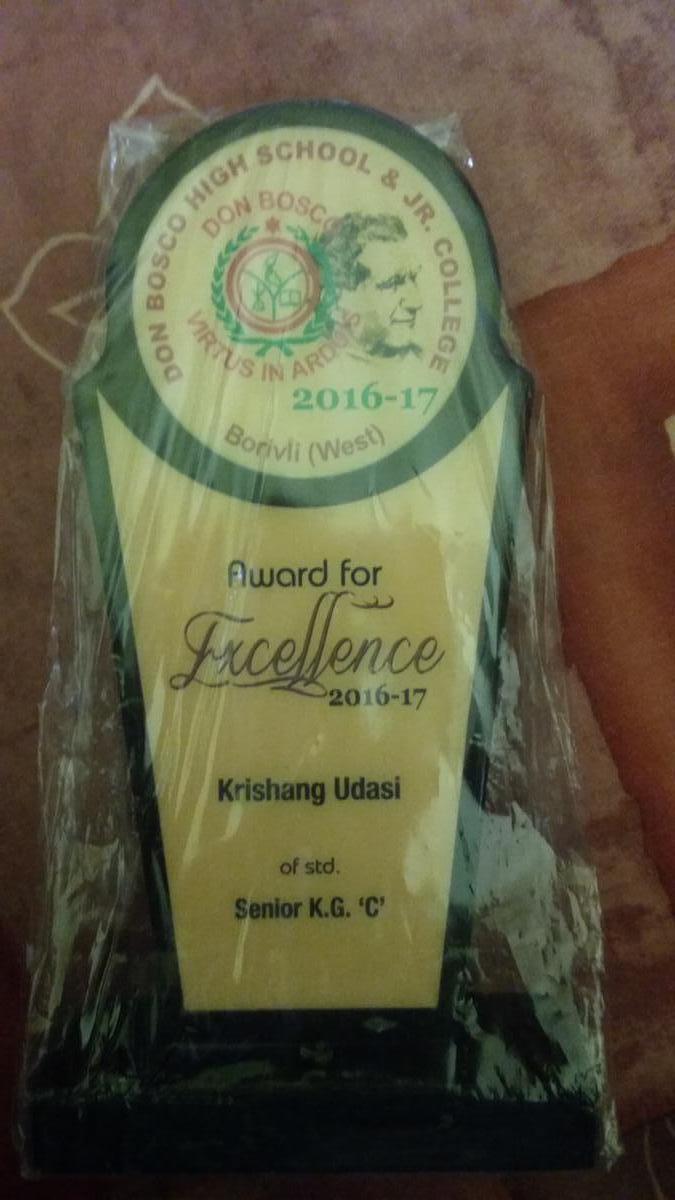 Award For Excellence Sr KG